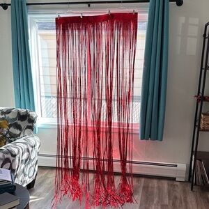Red Metallic Foil Fringe Curtain
